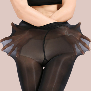 A model in the black super stretch tights, this image shows how stretchy the nylons are.