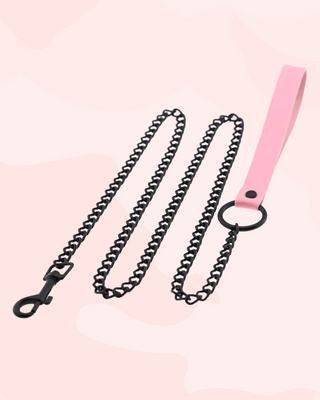 Pink lead with black chain on a pink background