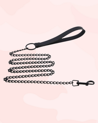 Black lead with chain on a light pink background