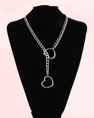 The Silver Heart Slip Choker Chain, on a model