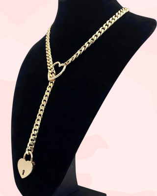 An angled view of the Heart Slip Choker Chain.