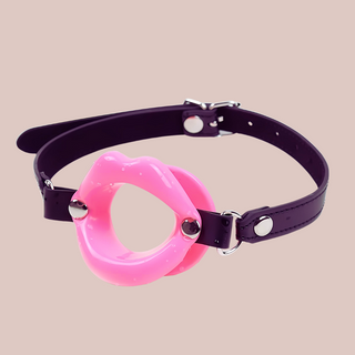 A close up of the pink Luscious Lips Gag from House Of Chastity