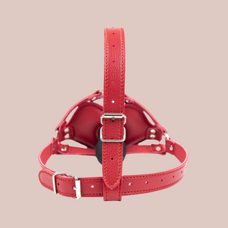 The rear view of he  Head Gag, you can see the two buckles.