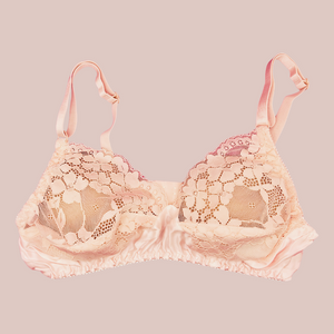 This image shows the bra with full lace cups and satin surround.