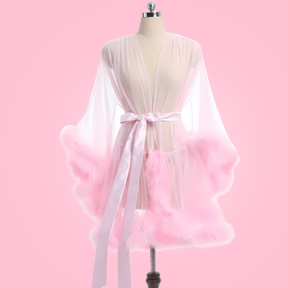 The robe shown in pink comes with a satin sash tie.