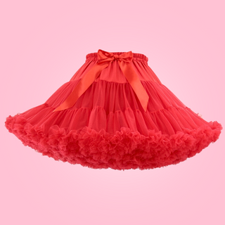 The red swing style petticoat, you can see the soft layers and matching satin bow.