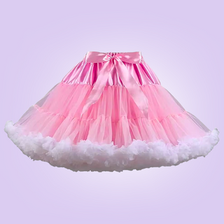 The pink swing style petticoat shown here with its white edging, which provides the two tone effect.