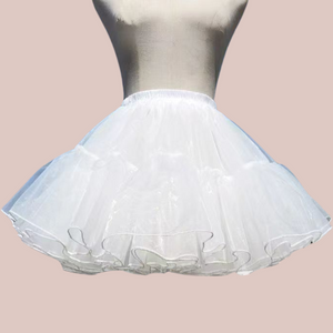 The 5 layer petticoat is made from a stiff fabric which is soft against the skin but is perfect under full skirted dresses