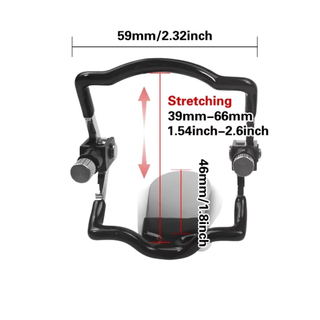 The Adjustable Mouth Gag in size large with all of its dimensions depticted