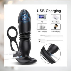 The cock ring and app controlled dildo offers usb charging.
