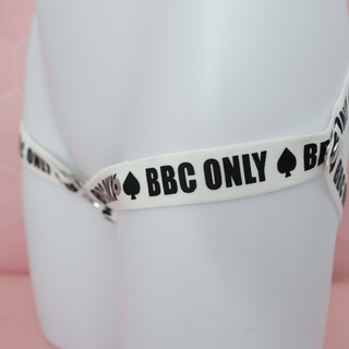A side view of the belt, this angle provides a close up view of the BBC ONLY and spade logo.
