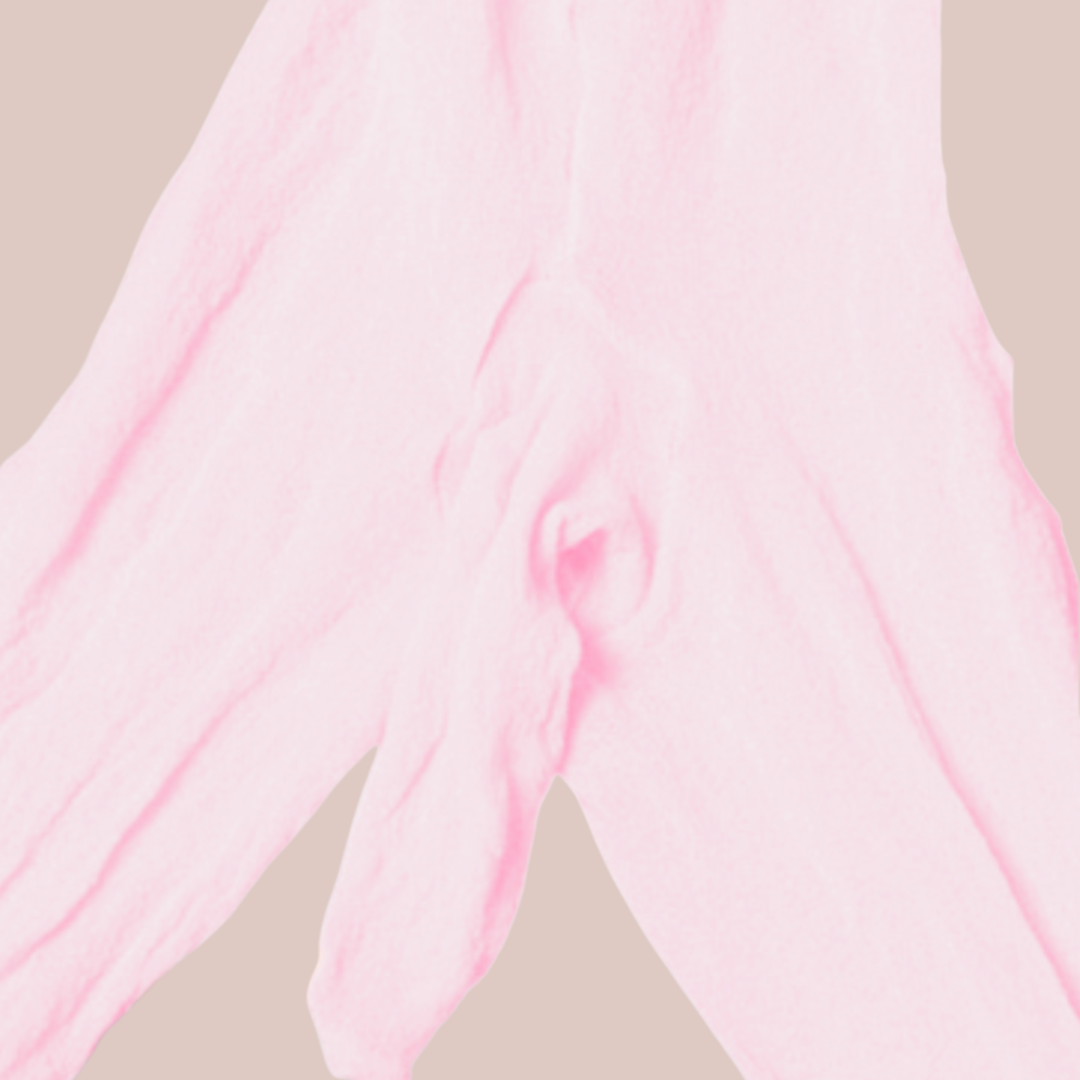A close up image of the closed sheath body stocking, the penis sheath is fully enclosed.