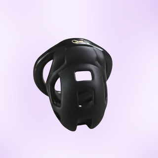 A view from above of the chastity cage, the integral lock can be seen