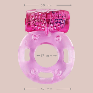 This image provides the dimensions of the Butterfly Vibrating Cock Ring