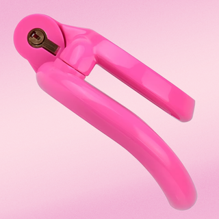 A side view to showcase the flat design of the chastity cage and the curvature of the base ring.