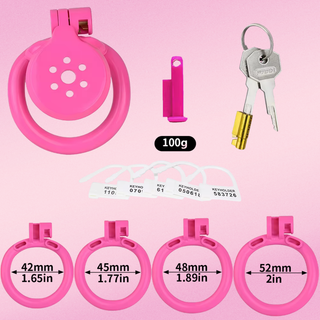 An image of the full kit that is included with this chastity cage.