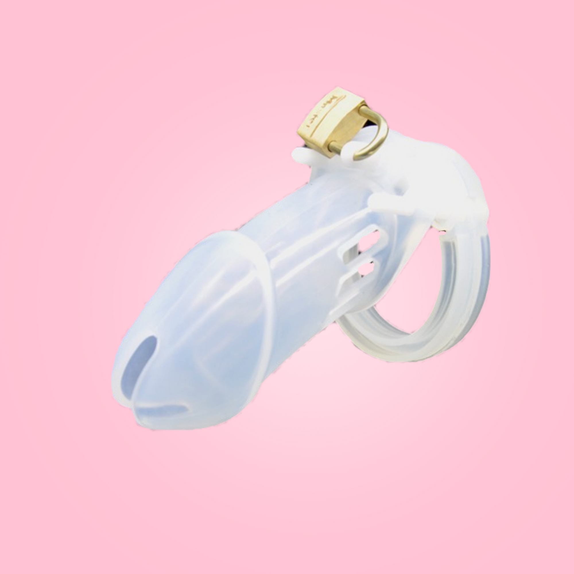 The HOC600 Silicone Standard is shown here in transparent fully assembled with the padlock in place.
