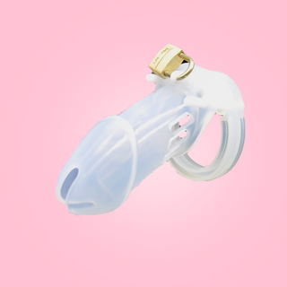 The HOC600 Silicone Standard is shown here in transparent fully assembled with the padlock in place.
