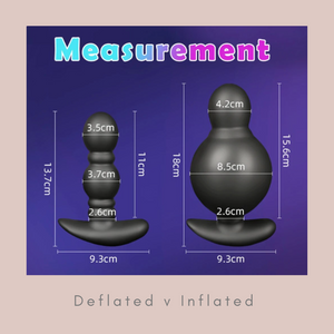 This image gives full details of the product deflated on the left and inflated on the right.