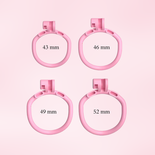 All four of the base rings included in the kit, they are shown with their sizes in the centres of each cage, 43mm, 46mm, 49mm, 52mm