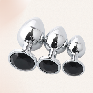 The Jewelled Butt Plug Set with black base, all three sizes are shown.