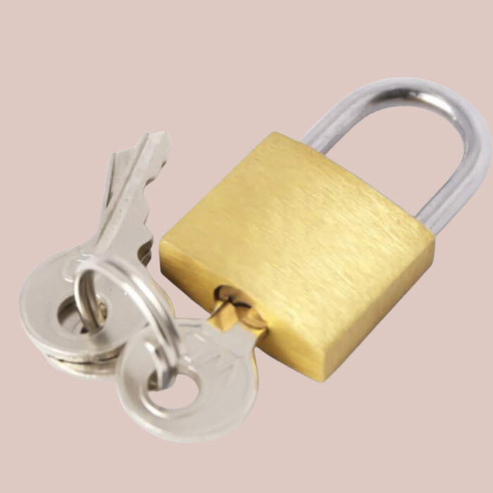 Small Brass Padlock and 3 Keys