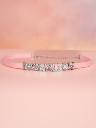 The Pink necklace shown lying out flat 
