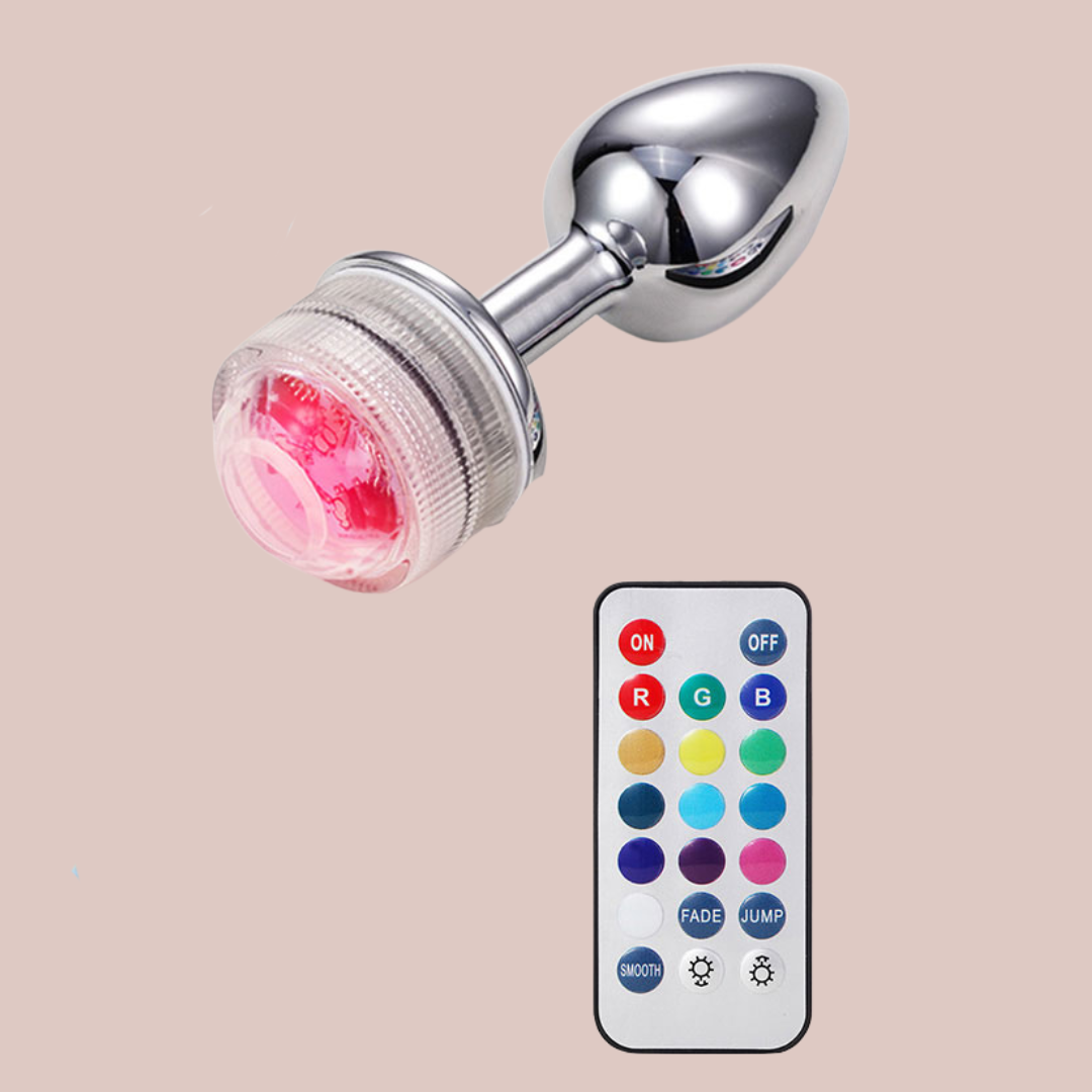 Showing the light up anal plug and remote control , you can see that the covered end allows the item to be submerged in water. Please see details for submersion.