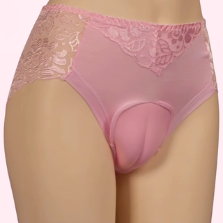 An alternate angle of the panties, the gaff tucking panel that creates a feminine silhouette through clothing can be seen.
