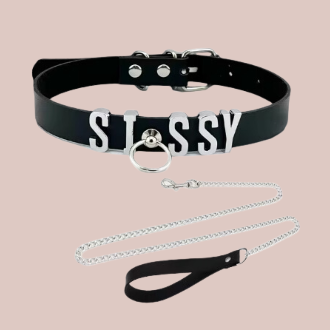 The Sissy Sexy Slimline Collar With O-Ring and lead