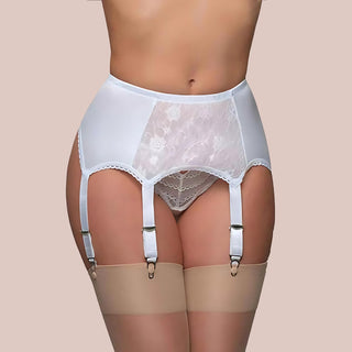 Six Strap Suspender Belt With Lace Centre Panel