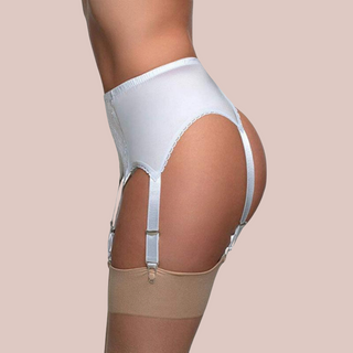 Six Strap Suspender Belt With Lace Centre Panel