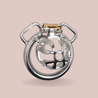 The Celestriax from House Of Chastity, this is a close up of the chastity cage without its belt fixed in placed. 