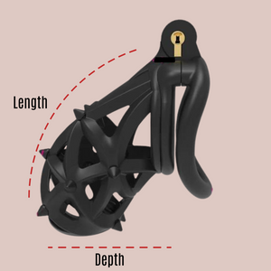 This image shows how the measurements are calculated for the chastity cage.