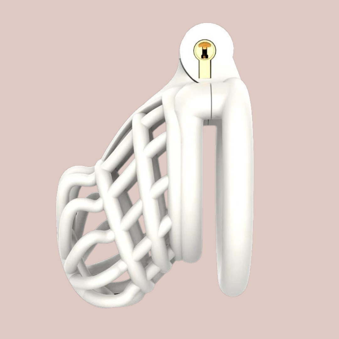 A side view of The Jurassic white shown fully assembled with a flat base ring.
