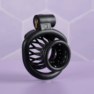 The Vessel in black is shown with the open end facing, it is designed to provide ventilation and for a discreet profile under clothing.