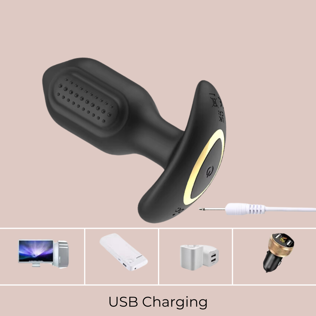 The toy is charged by USB
