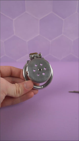 Flat Gatling Chastity Cage With Barbed Anti-Off Ring & Urethral Tube Video