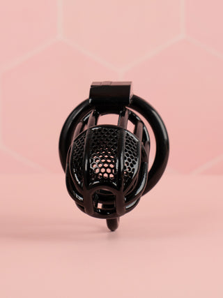 A front view of Detained Standard chastity cage from the front.