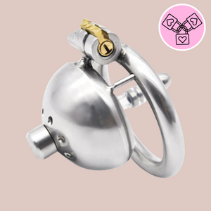 The Ultra Urethral is a stainless steel (metal) chastity cage, it has a closed domed end with circular air holes patterned around the centre hole, the centre allows the urethral tube to be fixed into place or removed. The base ring when fixed to the cock cage, allows the integral lock to be locked..