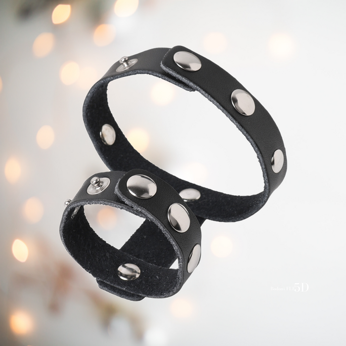 Black Leather Adjustable Penis & Testicle Ring