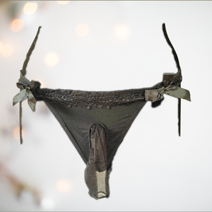The dark grey nylon panties with penis sheath from House Of Chastity