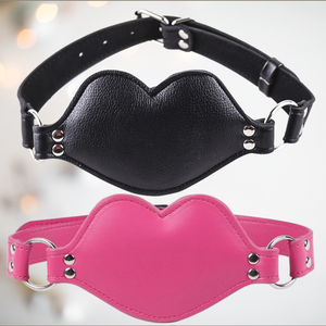 Showing the two colours of PVC gag that we offer, at the top is the black gag and the bottom is the pink gag.