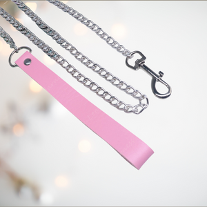 Pink Handled Silver Chain Lead