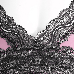 A close up of the lace detailing of the see through night dress.