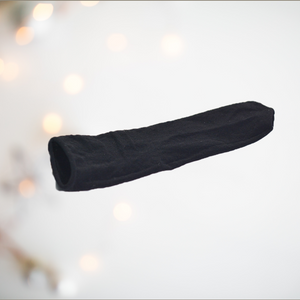 A close up of the velvet stocking penis sleeve, you can see the density of the nylon to allow for repeated use.