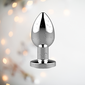 A full length image of the plug, it is stainless steel and has a shiny silver outer surface, the picture also shows that it is waterproof.